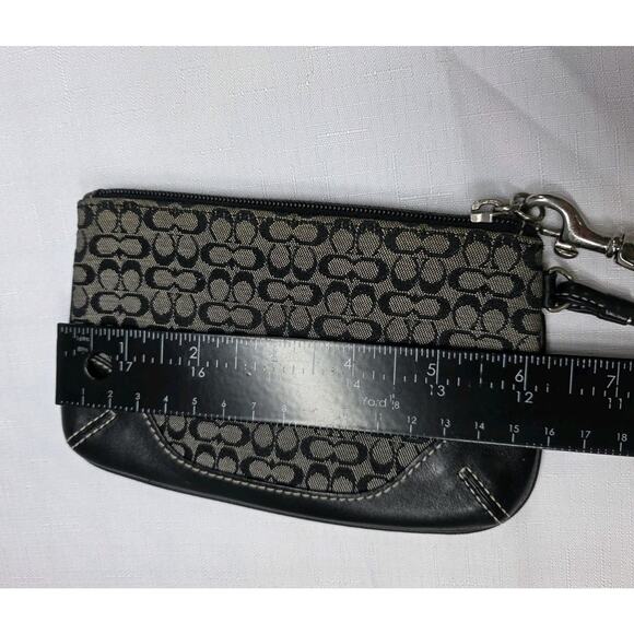 Coach Y2K Black Gray Signature C Small Wristlet Wallet Monogram Canvas & Leather - Picture 6 of 7